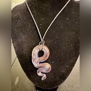 Venetiaurum Murano Glass 24 kt Sterling Silver Snake Pendant Necklace